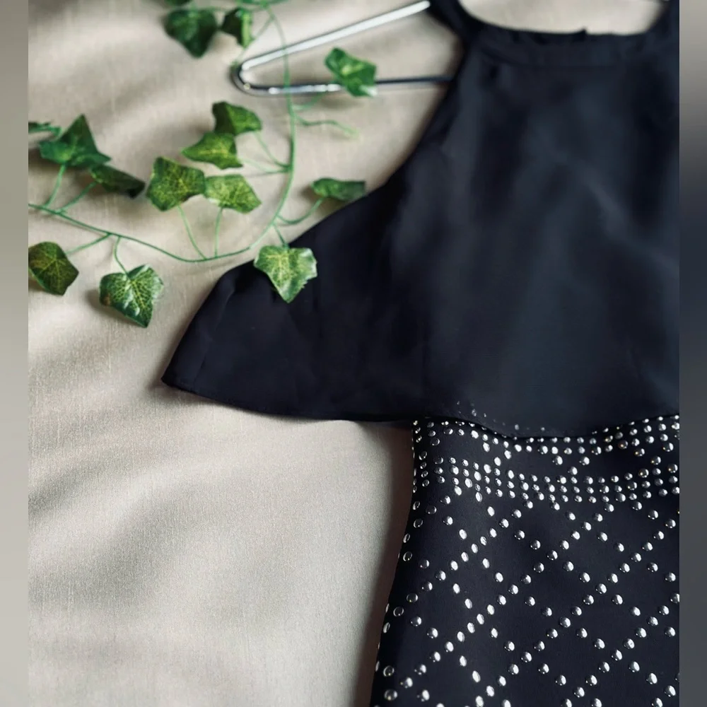 Guess Short black dress. Beaded Halter Neck Minidress - Picture 5 of 5